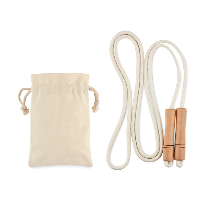 Cotton jump rope THAD with wooden handles - beige