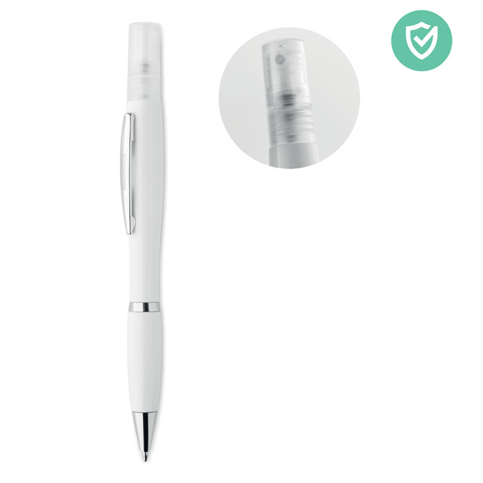 Plastic ballpoint pen FACTS with atomizer - white