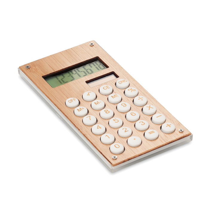 Plastová kalkulačka ABBY s bambusovým povrchem - dřevěná