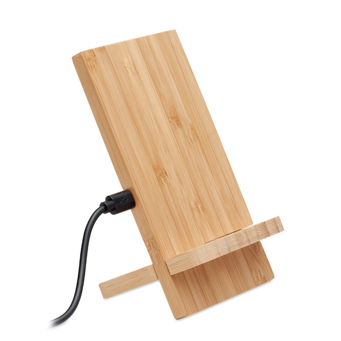 Bambusový stojánek s bezdrátovou nabíječkou RANKO - dřevěná