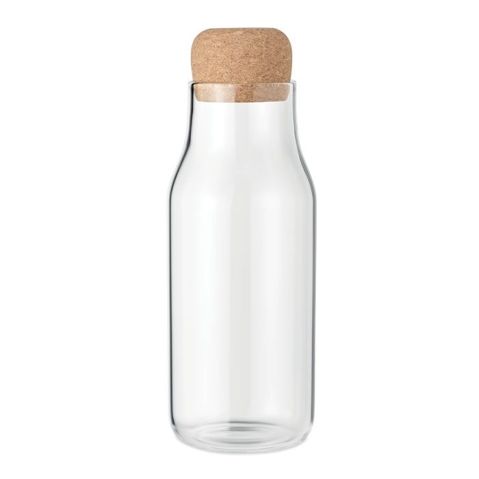 Skleněná lahev s korkovou zátkou IESHA, 600 ml - transparentní