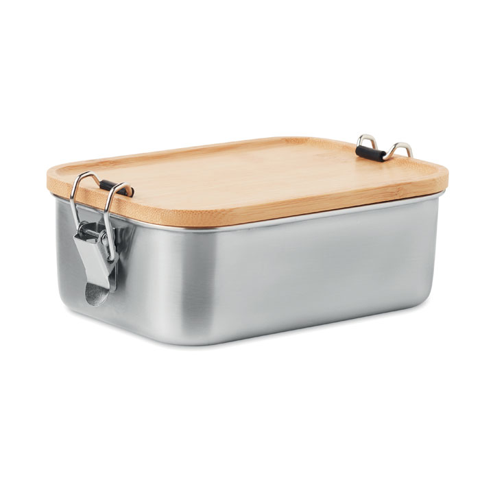 Stainless steel lunch box RETRO with bamboo lid, 750 ml - wooden