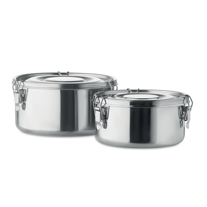 Set of metal food containers AVER, 2 pcs - matt silver