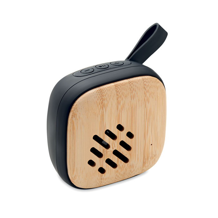 Plastic Wireless Speaker FICTION with Bamboo Front - Black