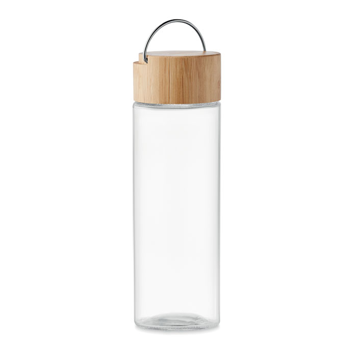 Glass bottle with bamboo lid EPSOM, 500 ml - transparent