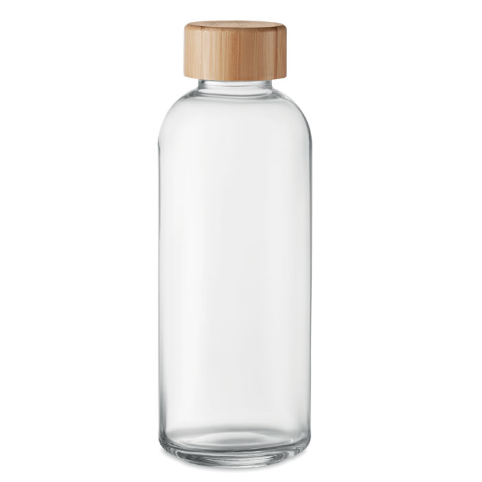 Skleněná lahev SIBYL s bambusovým víčkem, 650 ml - transparentní