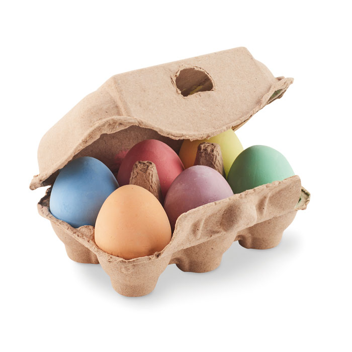 Set of coloured egg-shaped chalks MAHANU, 6 pcs - beige