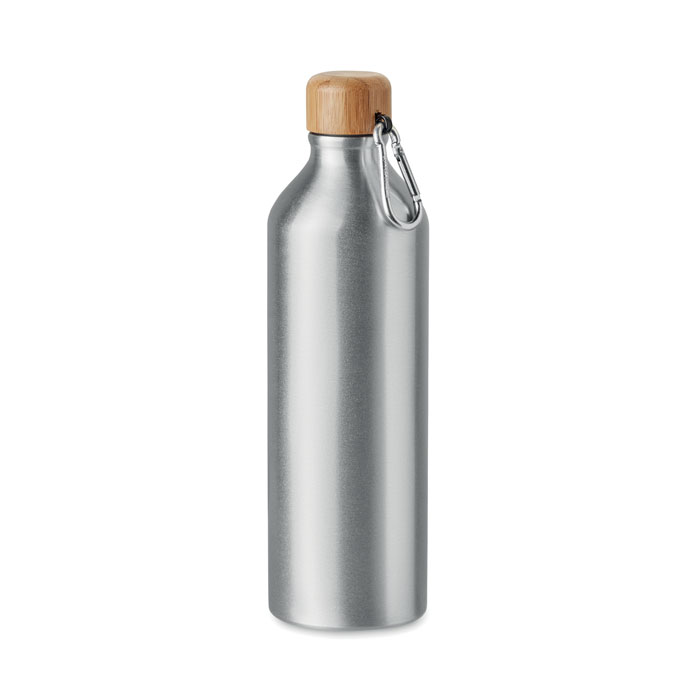 Metal bottle SOMA with bamboo lid, 800 ml - matt silver
