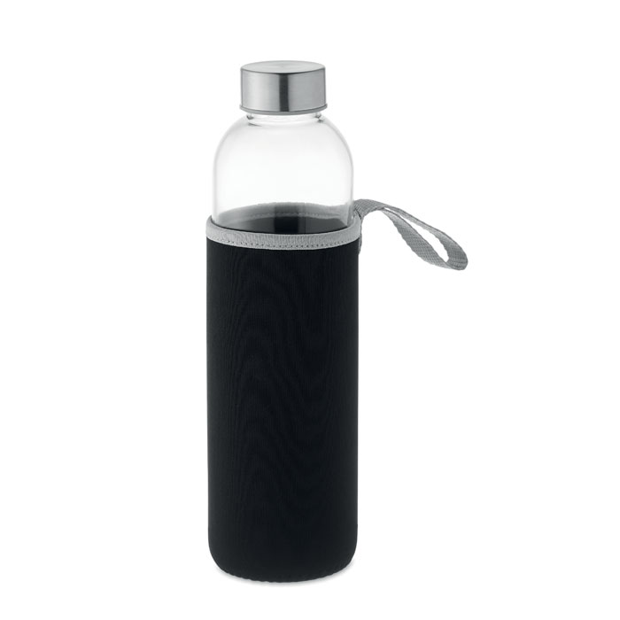 Glass bottle GAMA with neoprene cover, 750 ml - black