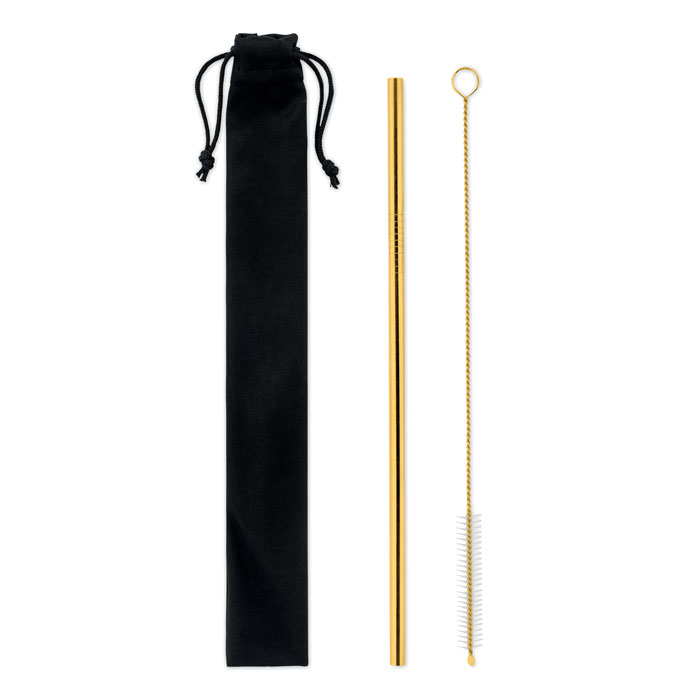 Stainless steel straw with brush TUBE - gold