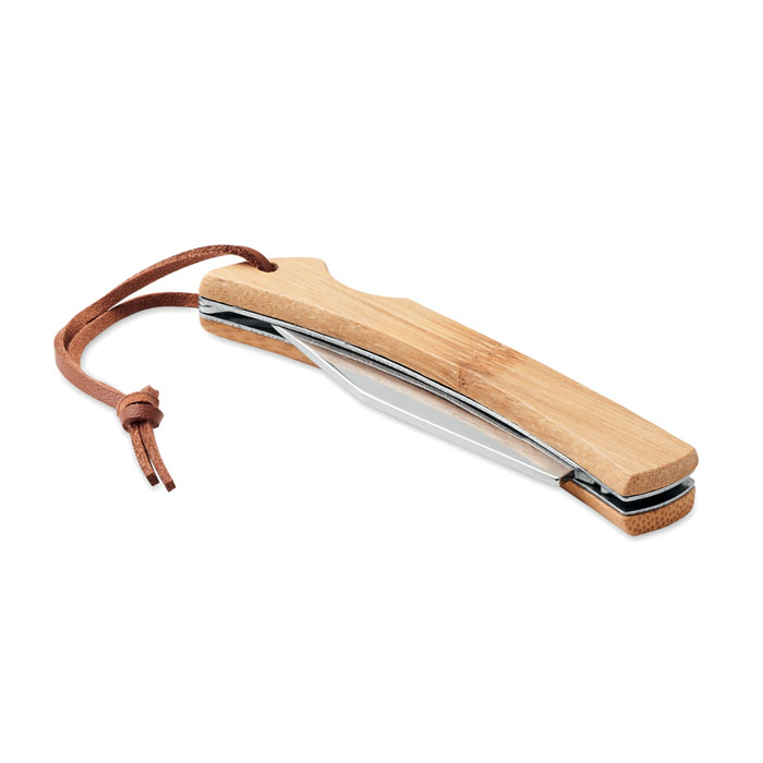 Nerezový skládací kapesní nůž TENEN s bambusovou rukojetí - dřevěná