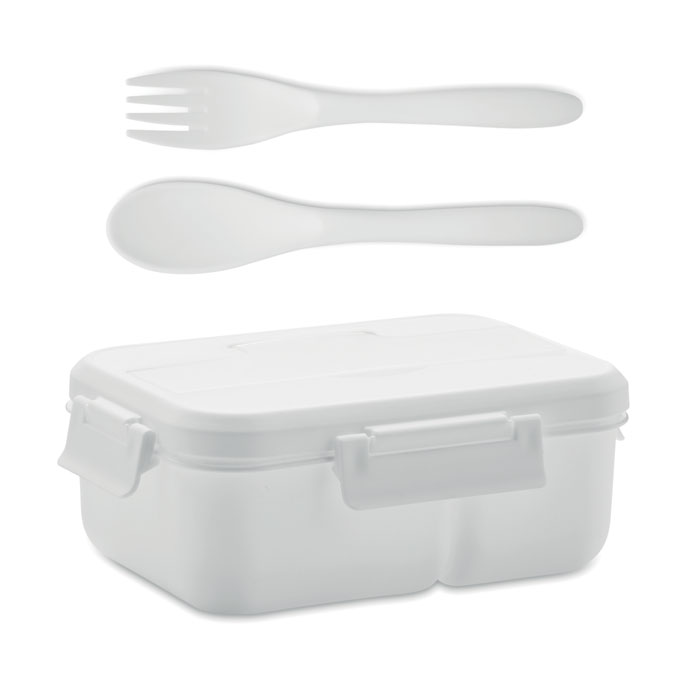 Plastic lunch box with cutlery MAGGIE