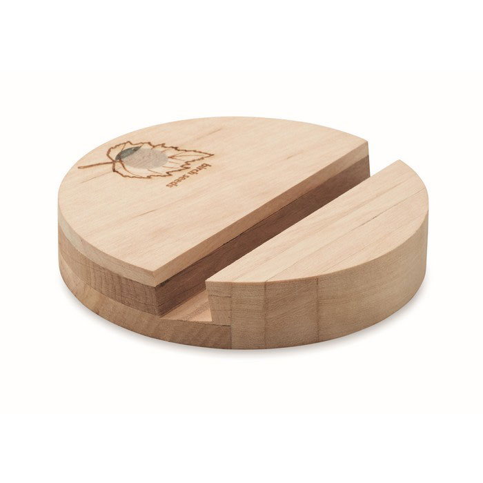 Wooden phone stand GROW ROUND STAND with birch seeds - wooden