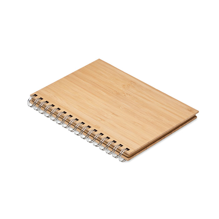 Bambusový kroužkový zápisník BRAM, formát A5 - dřevěná