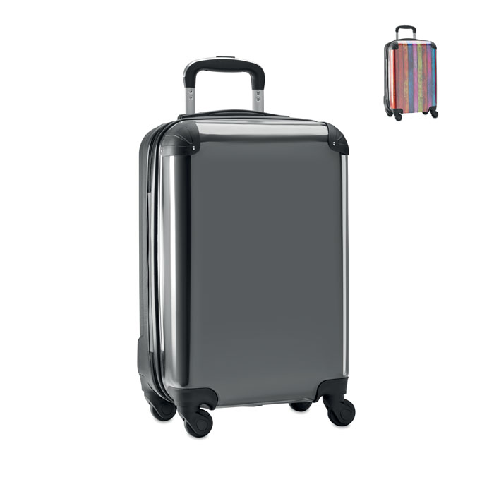 Plastic suitcase on wheels PICKME - black