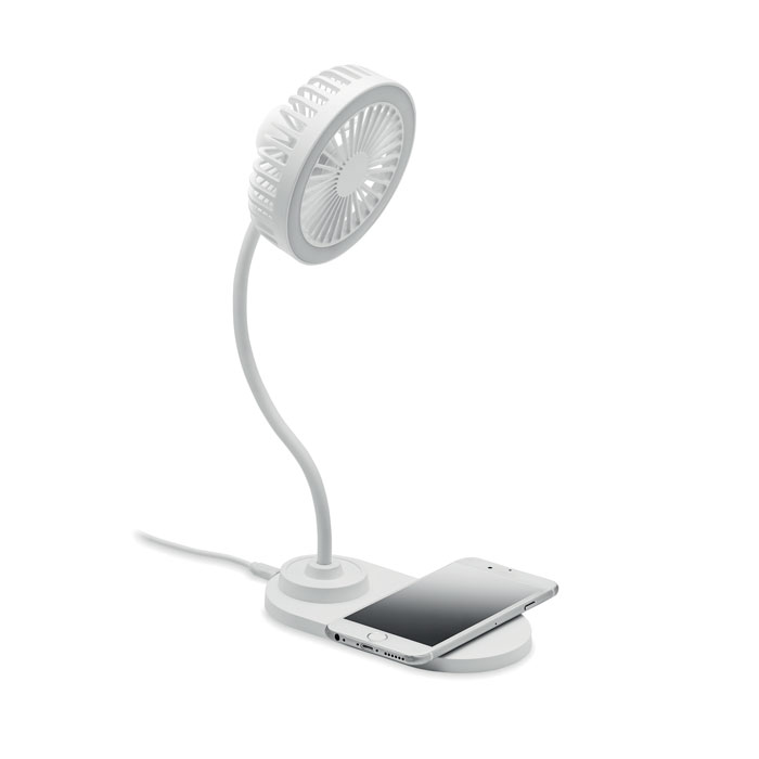Plastový stolní ventilátor VIENTO s LED světlem - bílá