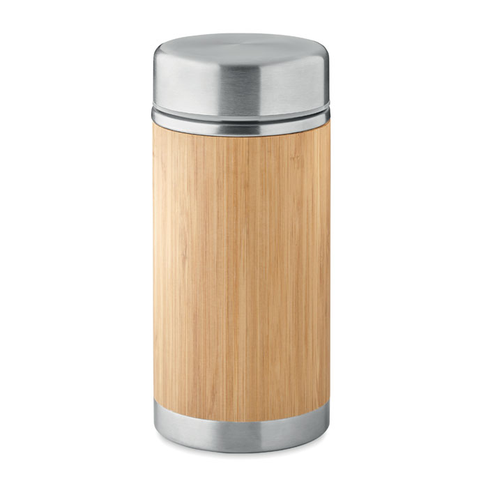 Metal food container NATUJAR with bamboo surface, 600 ml - wooden