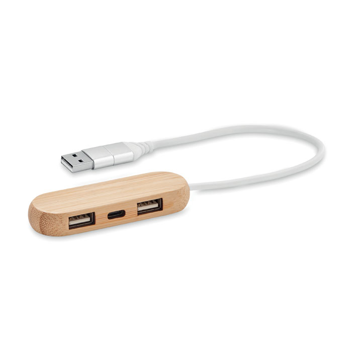 Bamboo USB hub with 3 ports VINA C - wooden