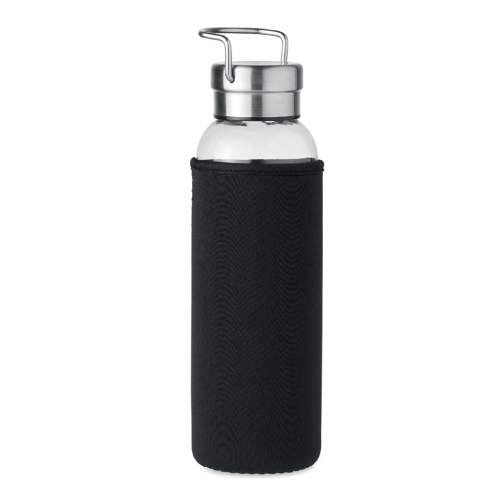 Skleněná lahev v neoprenovém obalu HELSINKI GLASS, 500 ml - černá