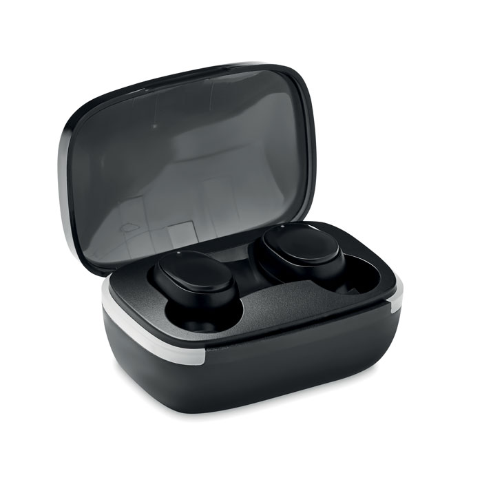 Plastic headphones KOLOR with charging case - black