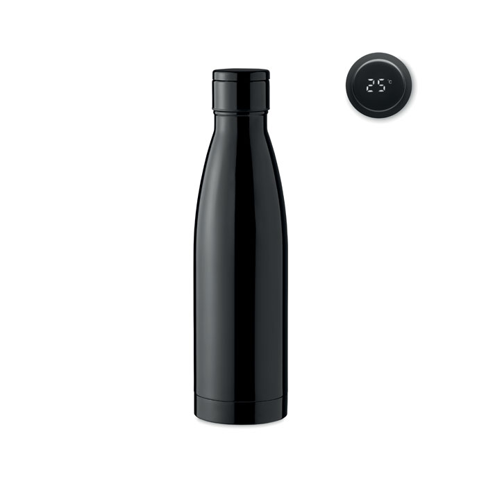 Kovová lahev s teploměrem BELO LUX, 500 ml - černá