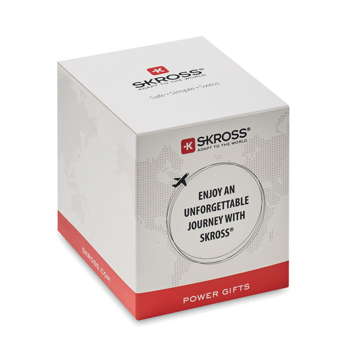 Plastový cestovní adaptér Skross MUV USB A/C s USB porty - bílá