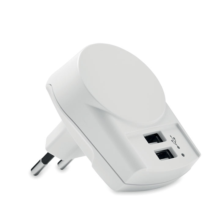 Plastic charger Skross EURO USB CHARGER 2XA with two USB ports - white