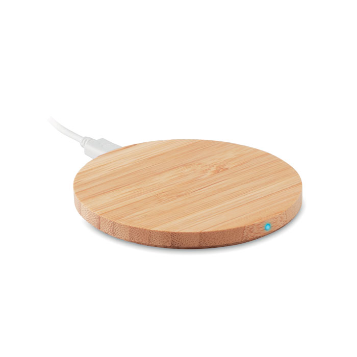 Bamboo wireless charger RUNDO LUX, 15 W - wooden