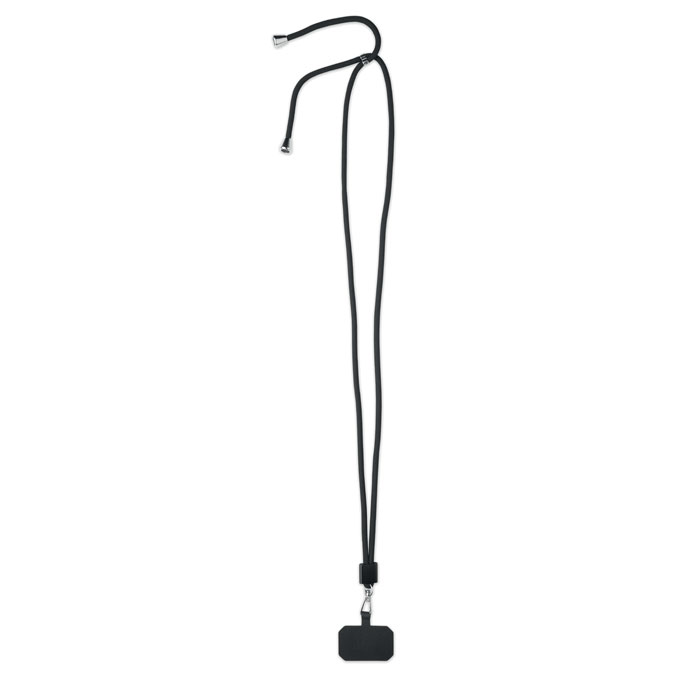 Šňůrka s držákem na telefon KIOWAN z RPET materiálu - černá