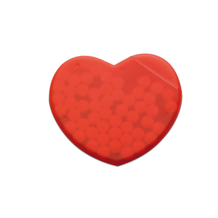 Plastový dávkovač mentolek KARIN ve tvaru srdce - červená