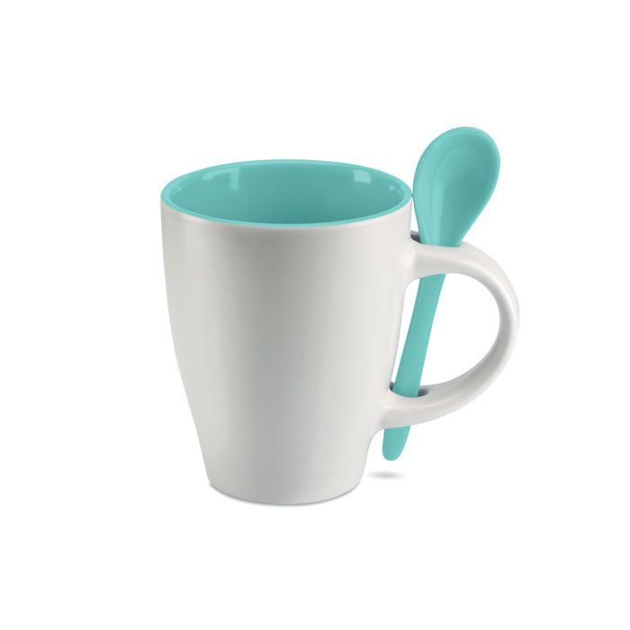 Ceramic mug SHAMIKA with spoon, 250 ml