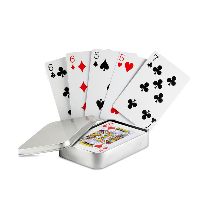 Hrací karty DARON v pouzdru - matně stříbrná