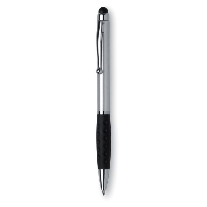 Plastic ballpoint pen CLEFS with stylus - matt silver