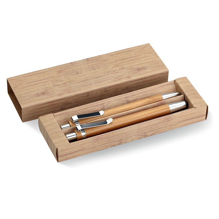 Bamboo writing set with pen and pencil JESTS - wooden