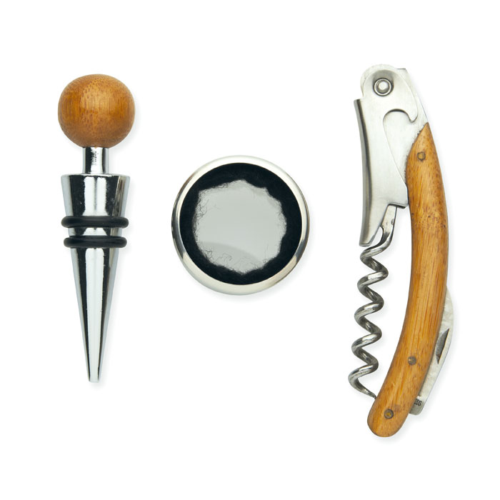 Sada na víno ALEXEJ se 3 doplňky - dřevěná