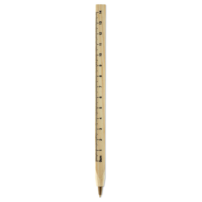 Dřevěné kuličkové pero CALVIN s pravítkem - dřevěná