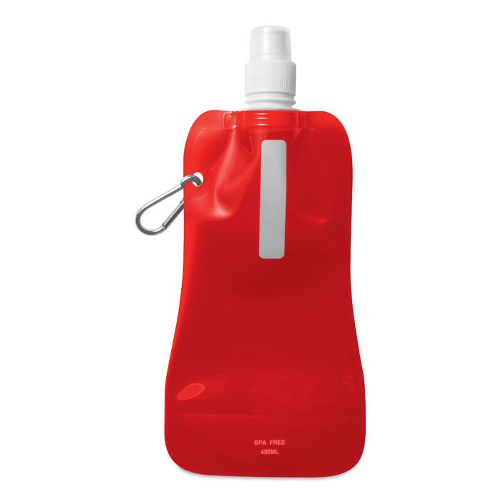 Plastic foldable bottle SACK with carabiner, 480 ml