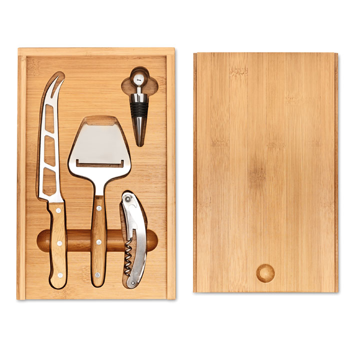 Cheese and wine set JOSE with 4 accessories - wooden
