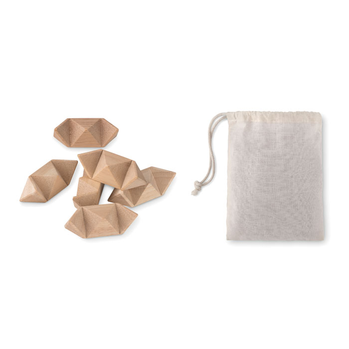 Wooden star-shaped puzzle JUTS in cotton case - wooden