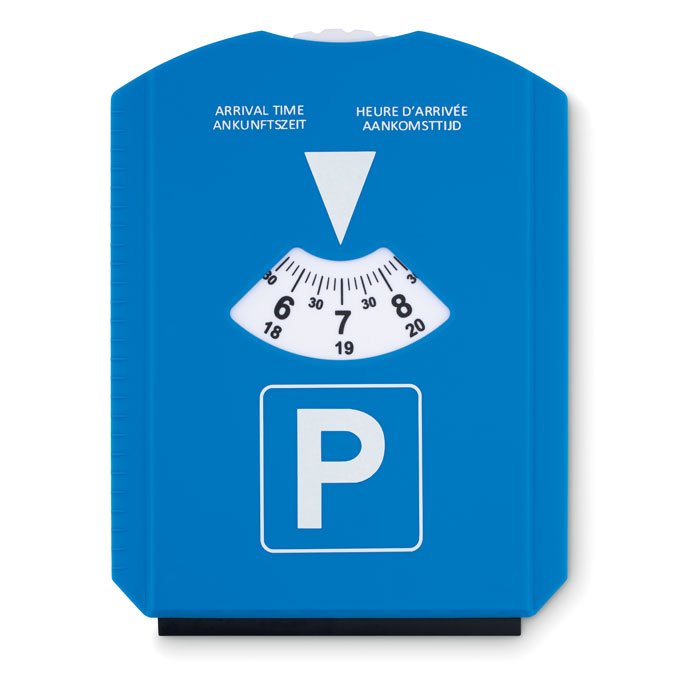 Plastic parking clock PAWLS with scraper for frozen windows - blue
