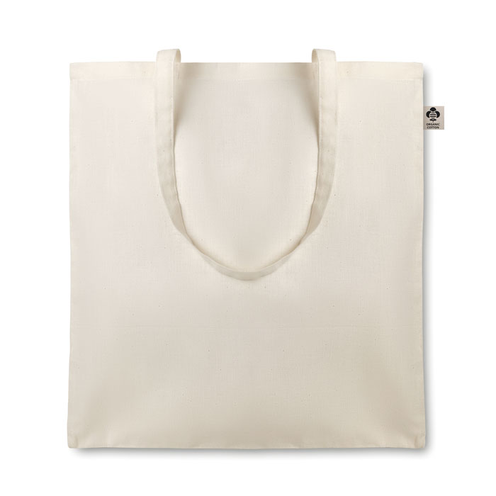 Cotton shopping bag ORGANICA with long straps - beige