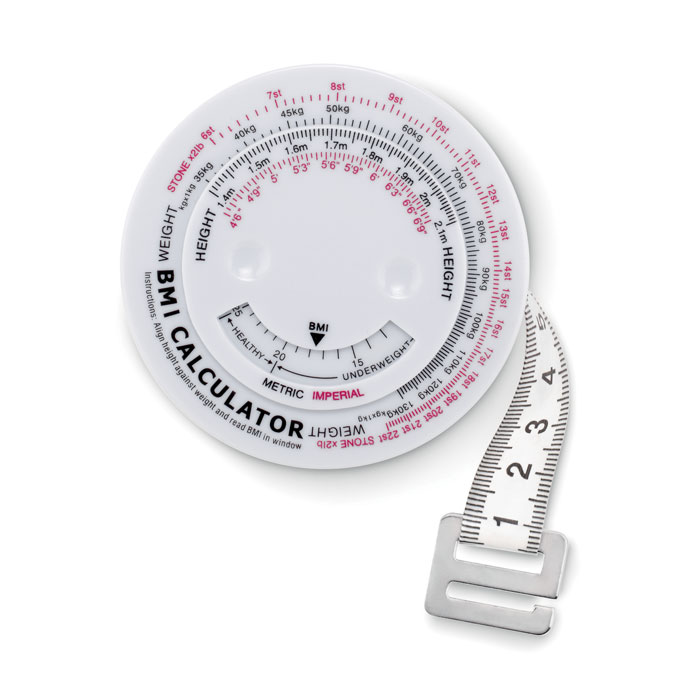 Plastic BMI tape measure SHORTEST - white