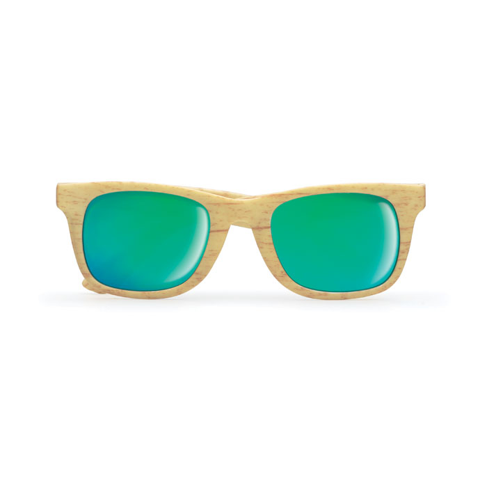Mirrored sunglasses with wood decal FALL - wood