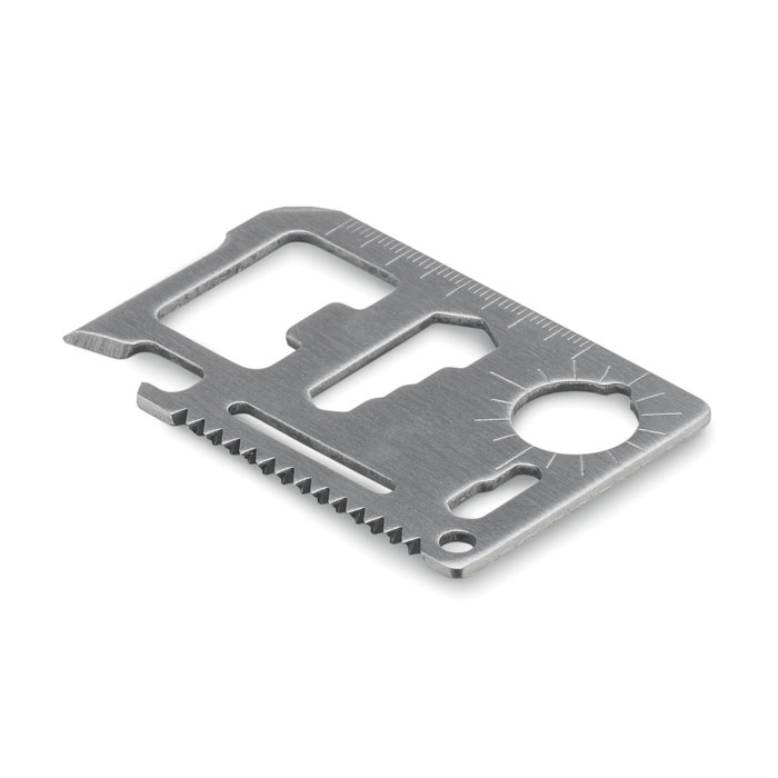 Stainless steel multifunction tool card PRATE, 10 functions - black