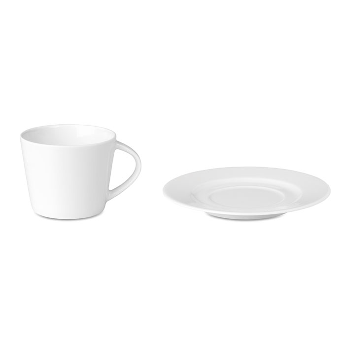 Porcelánový hrnek PARIS s podšálkem - bílá