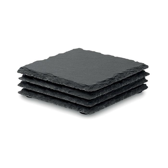 Slate coasters CORNU, 4 pieces - black