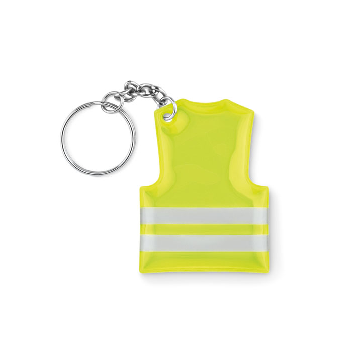 Plastic keyring COWL in the shape of a reflective vest - neon yellow