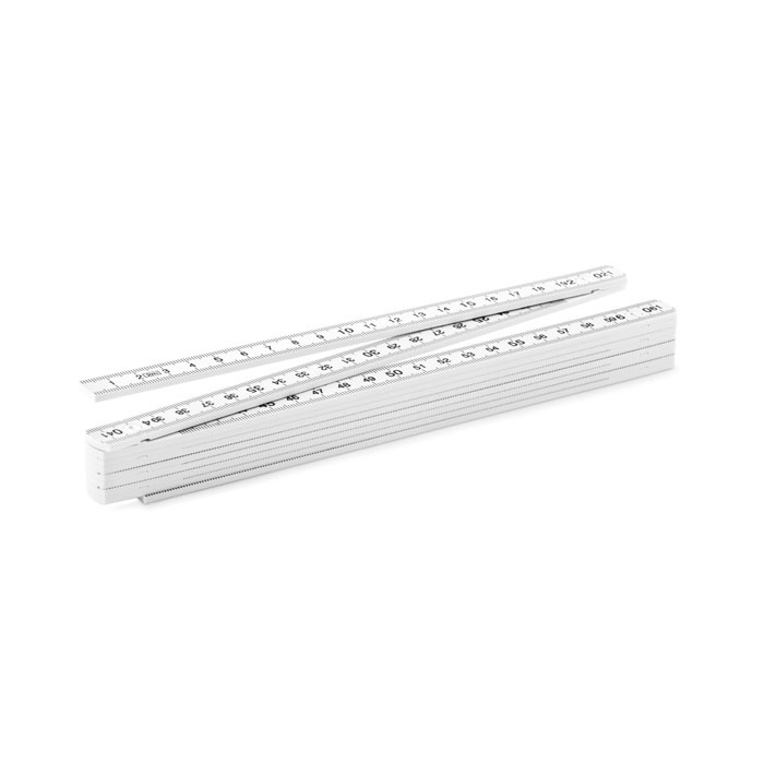 Plastový skládací metr WALL, 2 m - bílá