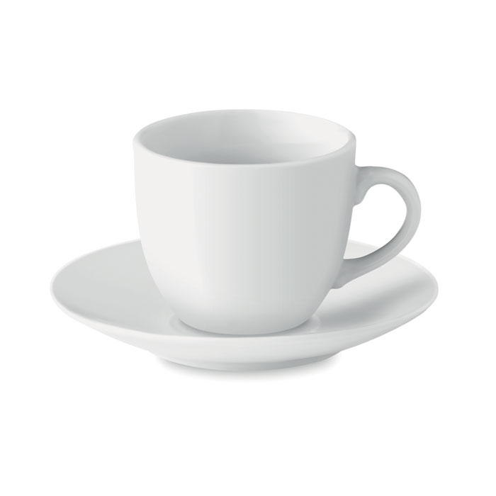 Porcelain espresso mug EMAIL with saucer, 80 ml - white