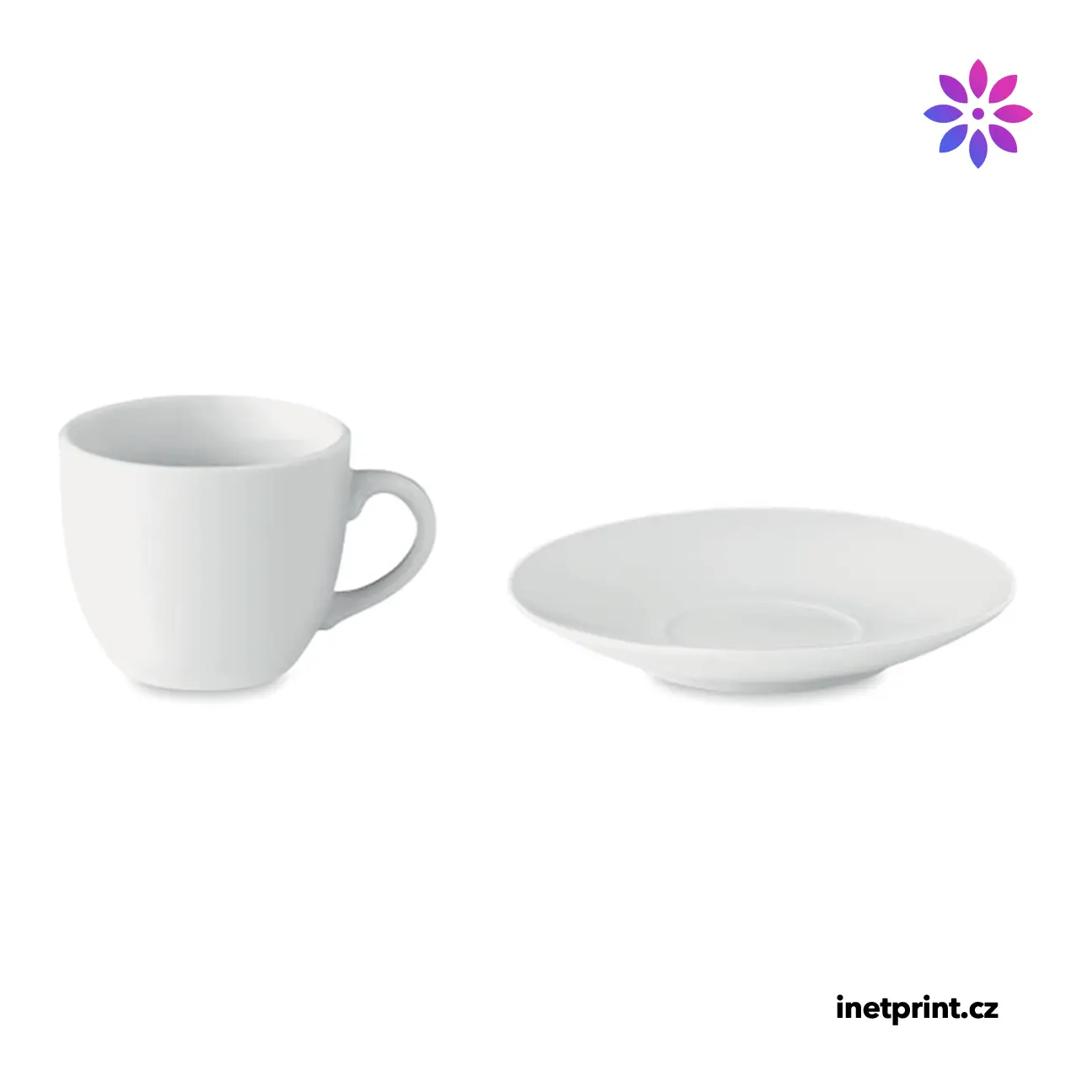 Porcelánový hrnek na espresso EMAIL s podšálkem, 80 ml - bílá